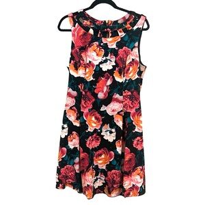 Eliza J Women’s Vintage Style Multi-Color Floral Sleeveless Midi Dress Size 12